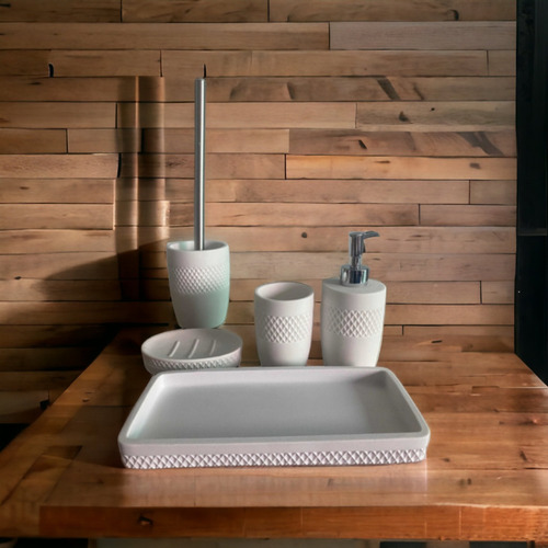 Set De Accesorios Para Baño 5pzas Blanco Fabricadas Resina