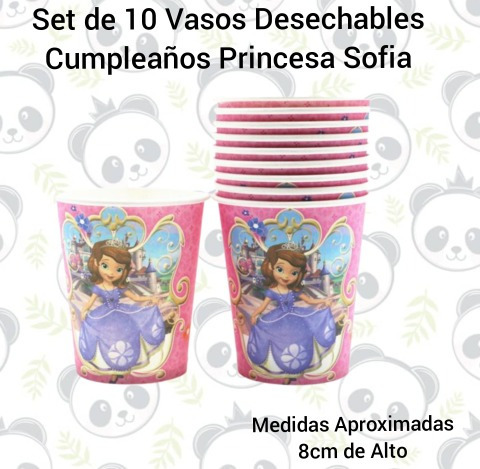 Set De 10 Vasos Desechables Cumpleaños Princesa Sofía 