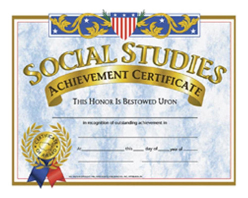 Certificado De Logro De Estudios Sociales Hayes, Paquete De 