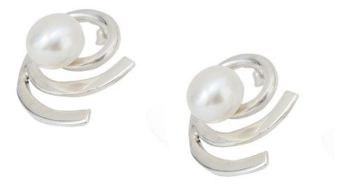 Aretes Perla Espiral Marca Ketzalia De Plata Ley .925