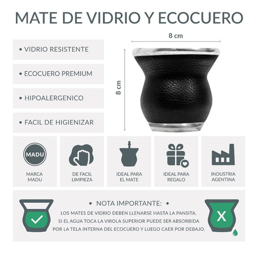 Imagen 2 de 10 de Set Matero Hombre Bolso Rigido Termo Acero Mate Latas Madu