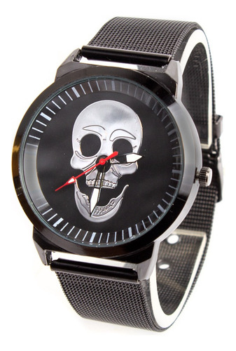 Reloj De Hombre Calavera, Malla Metálica, Oferta 