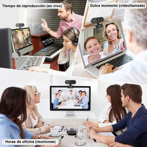 Cámara Web Pc 2k Hd 1080p C/enfoque Automático Y Micrófono Negro