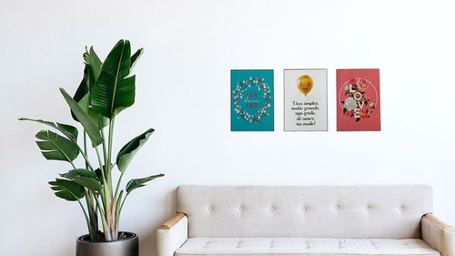 Imagem 1 de 4 de Kit 1 Com 3 Placas (trio) Mdf A4 De Mensagens (frases)