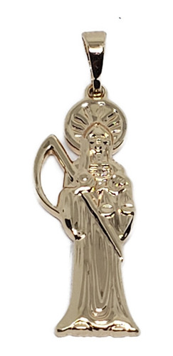 Imagen 2 de 3 de Dije Santa Muerte 3 Cm De Oro Laminado Estuche Sa8