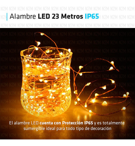 Alambre Luces Led 23 Metros Calido Exterior 220v Navidad Color De Las Luces Blanco Cálido