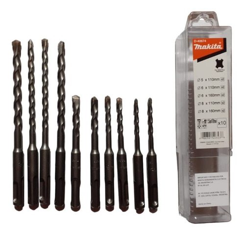 Juego Mechas Sds Plus Makita D-40674 5 6 8 X110mm 6 8 X160mm