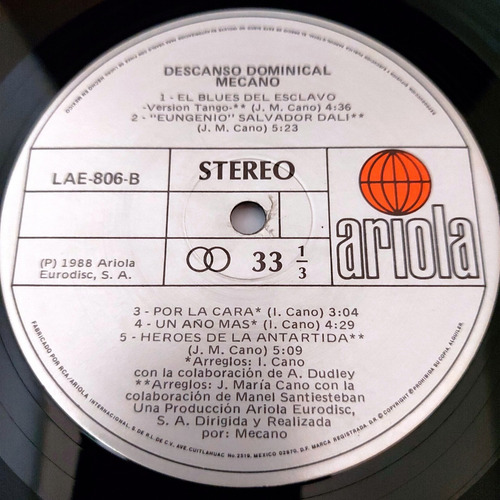 Mecano - Descanso Dominical Lp