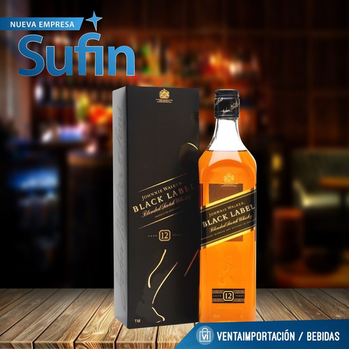 Imagen 2 de 2 de Johnnie Walker Black Label 1 Litro Con Estuche - Sufin