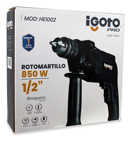 Taladro De Impacto Igoto 850w He1002 Rpm 48,000 Color Gris oscuro Frecuencia 60 Hz