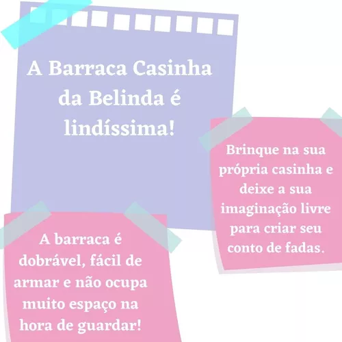 Barraca Cabana Infantil Casinha Da Belinda Menina Grande