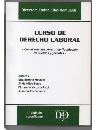 Curso De Derecho Laboral, De Romualdi Emilio. Editorial Dyd En Español