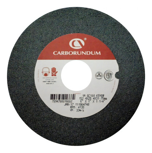 Rebolo Carborundum Videa 150mm X 25mm Grao Fino 120