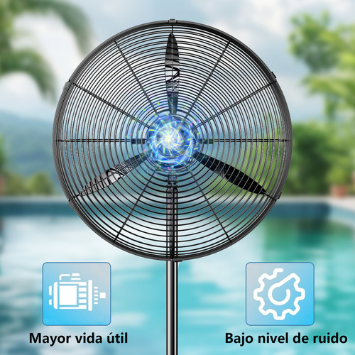 Ventilador Industrial Pedestal Ventilador Pie Poderoso Flujo Cantidad De Aspas 3 Estructura Plateado Aspas Plata Material De Las Aspas Aluminum