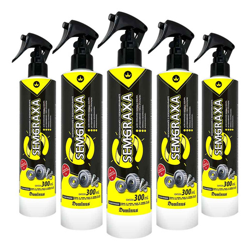 5x Desengraxante Spray Pronto Uso Semgraxa 300ml - Dominus