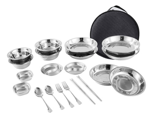 Platos Y Tazones De Acero Inoxidable, Juego De 20 Piezas L