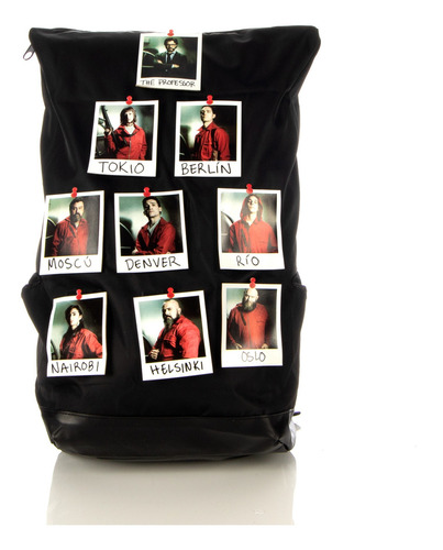 Mochila La Casa De Papel Color Negro Diseño De La Tela Alta Calidad