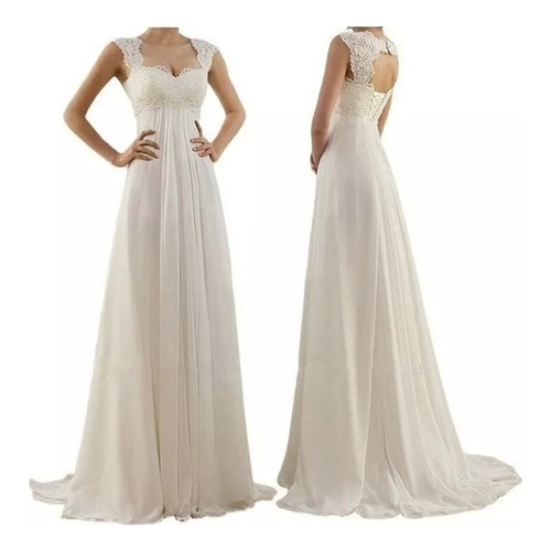 Vestido Largo De Novia De Talla Grande De Encaje Blanco Para