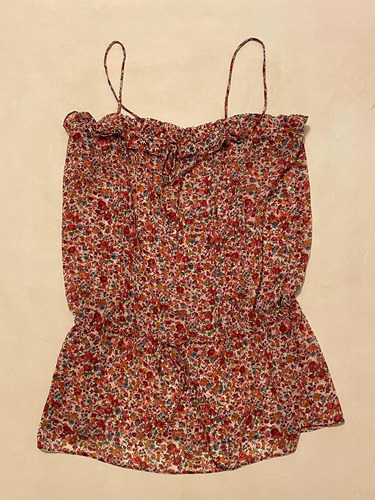 Vestido Solero Zara Basic Talle Xs 24 Flores Gasa Lazo Cintu