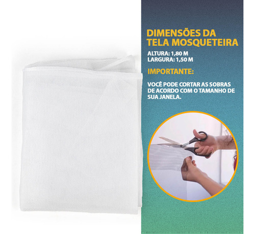 4 Tela Mosquiteira Para Janela Com Velcro Ajustável 150x180