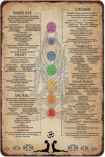 Mocozim Cartel Rústico Retro De Metal De Estaño Con 7 Chakra