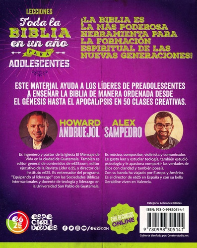 Imagen 2 de 3 de Toda La Biblia En Un Año Adolescentes - Sampedro, Andruejol
