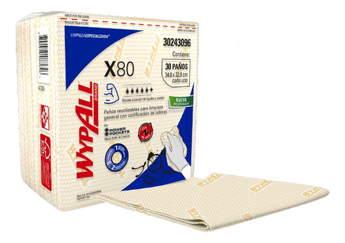 Wypall X80 Plus Paño De Limpieza Amarillo 1415 Pack Con 30pz
