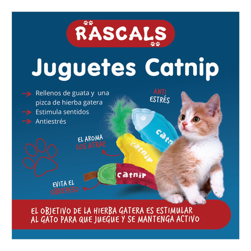 Juguete Gato Rascals Con Catnip Hierba Gatera Ají 19 Cm