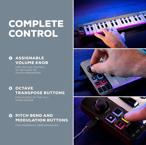 Imagen 3 de 9 de Controlador Midi De 32 Teclas Alesis Qmini / Studio Profesio