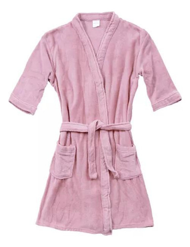 Roupão Microfibra Kimono Sofisticata Veludo Rosa Veludo G