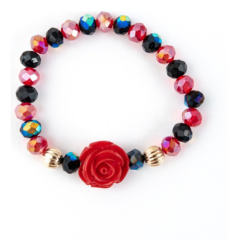 Pulseira Pomba Gira Rosa Vermelha Cerâmica E Silicone