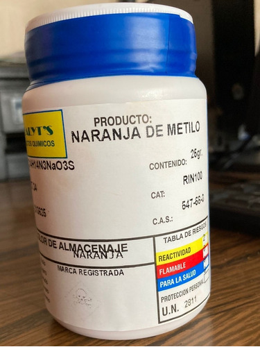 Naranja De Metilo Indicador Acs Ra Frasco De 25 Grs.