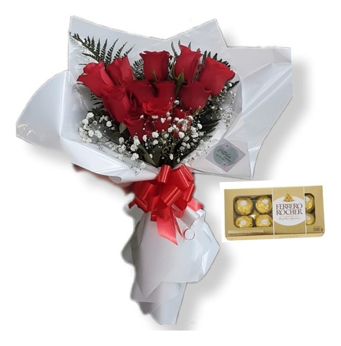 Floreria Ramo De 12 Rosas Con Bombones.envio Gratis