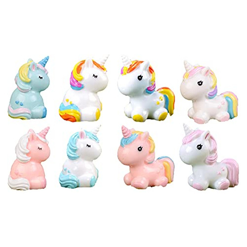 Figurillas De Unicornio Miniatura, Juego De 8 Mini Figu...