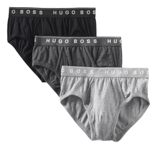 Trusa Hugo Boss Cotton 3 Pack Negro-gris Original