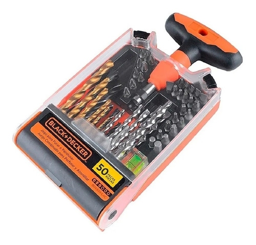 Imagen 1 de 5 de Juego Atornillador 50 Mechas Puntas Taladro Black Decker
