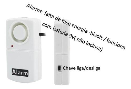 Alarme Sirene Falta Interrupção Queda Energia Elétric/bivolt Branco