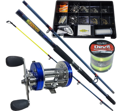 Equipo Pesca Caña Apolo 4,20m + Reel Rotativo Cl-60 + Kit