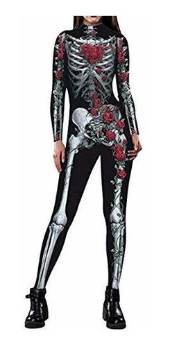 Mujeres Halloween Cosplay Disfraz Funny Skeleton Body B...