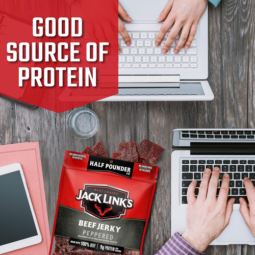 Jack Link's Beef Jerky, Con Pimienta, Bolsa De 1/2 Libra - B
