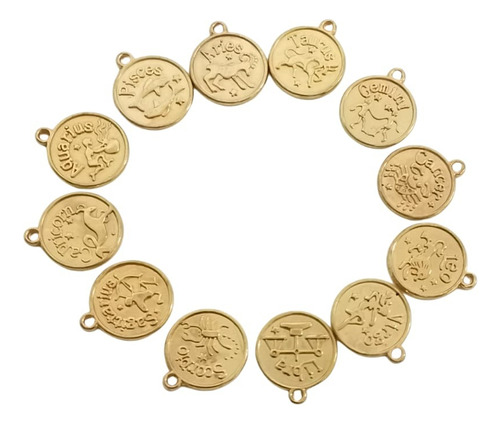 Medalla De Signo Zodiacal 12pzs Mayoreo Dijes Accesorios 