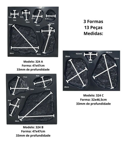 Formas Pedras Moledo 19 Peças Revestimento De Parede Rústica
