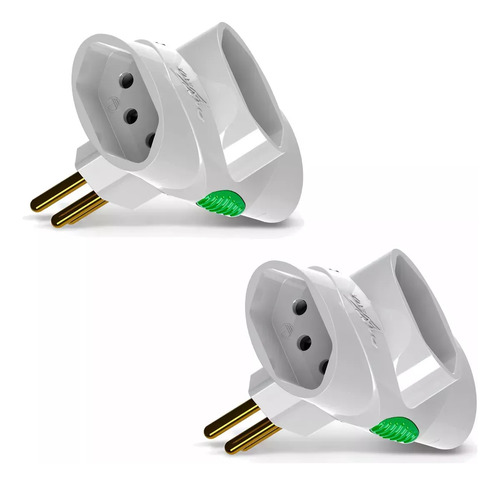 Kit 2 Pino Adaptador Plugue Para Tomada T Benjamin 3 Saídas 10a 2p+t Daneva