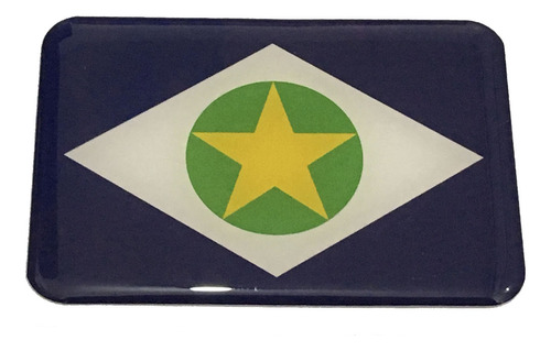 Adesivo Resinado Da Bandeira Do Estado Do Mato Grosso 5x3 Cm