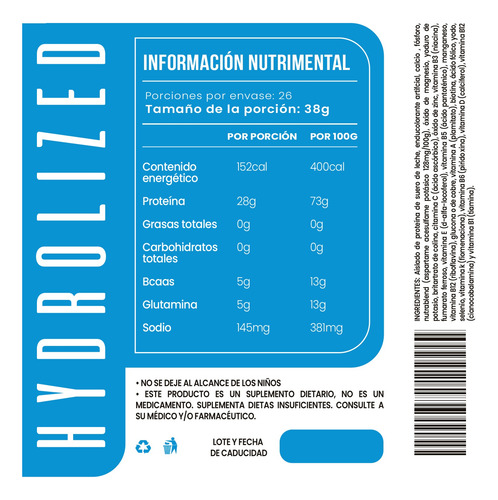 Proteína Whey Hs Hidrolizada Isolate D-mon 1kg Sabores Vainilla