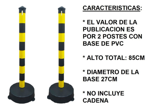 Poste Demarcatorio Vial Para Cadena Plastica X 2 Unidades