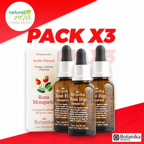 Pack X 3 - Aceite Rosa Mosqueta 100% - Botanika- Apto Vegano