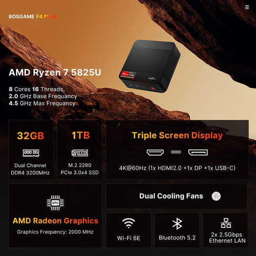 Bosgame Mini Gaming Pc Amd Ryzen U, Micro Pc 32gb Ddr4 Ram 1