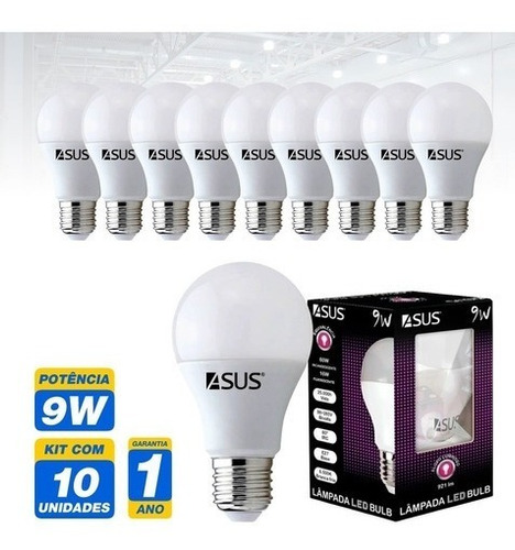 Kit 10 Lampada Led E27 9w Branca Ou Amarela Casa E Comercio