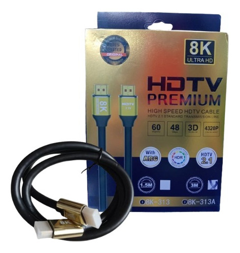 Cable Hdmi 2.1v 8k Ultra Hd 3d 3 Metros 4320p Premium 48gb